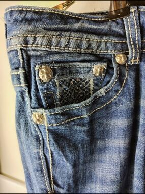Miss Me Blue Denim Jeans with Silver Buttons